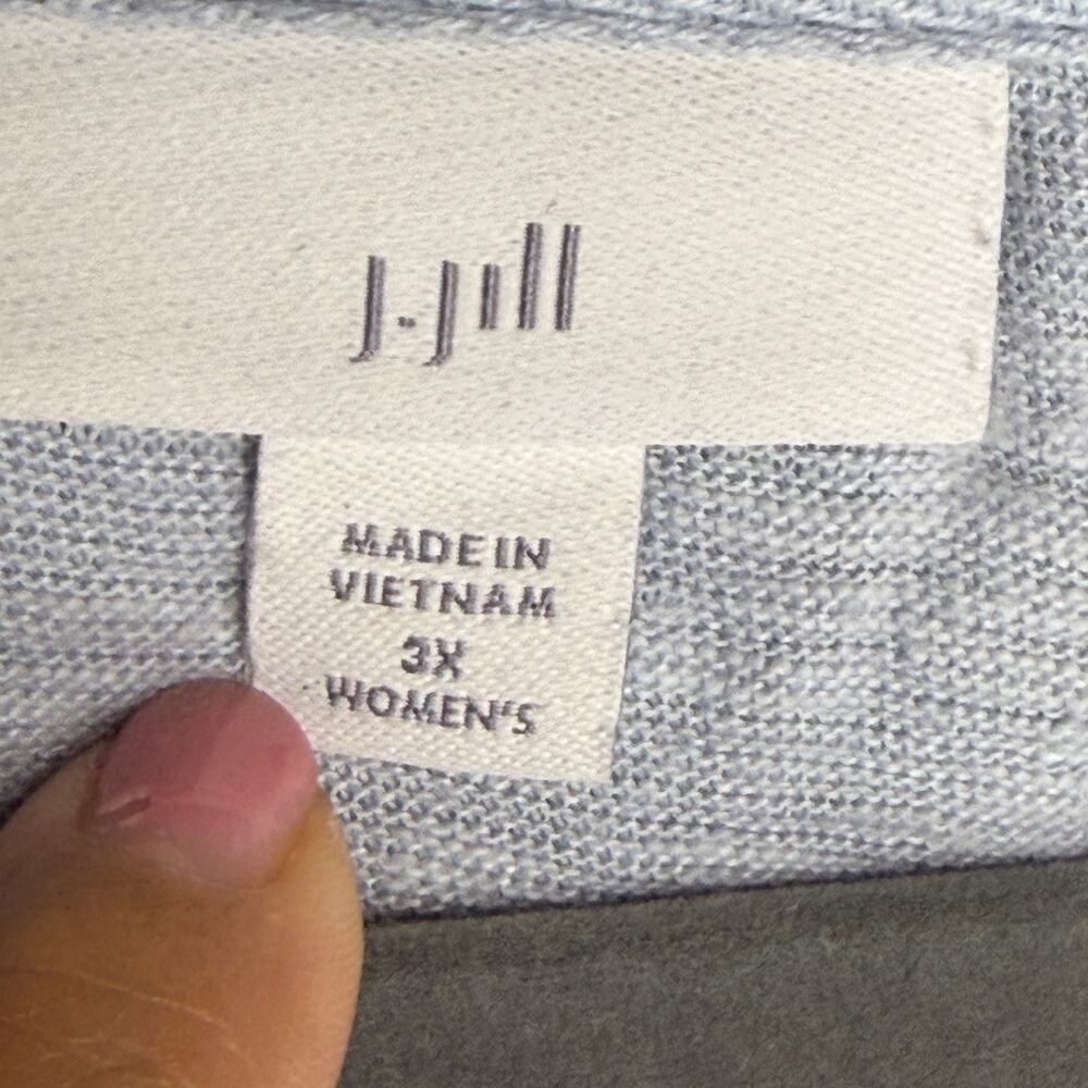 J.Jill Women 3X Light Blue Linen Cotton Knit Button Front Hooded Pullover - Picture 4 of 9